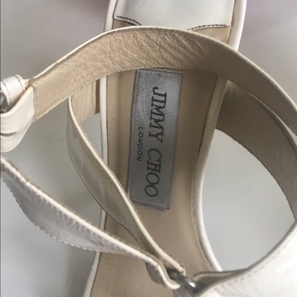 Vintage Jimmy Choo Strapy Heels in Cream - Picture 2 of 3